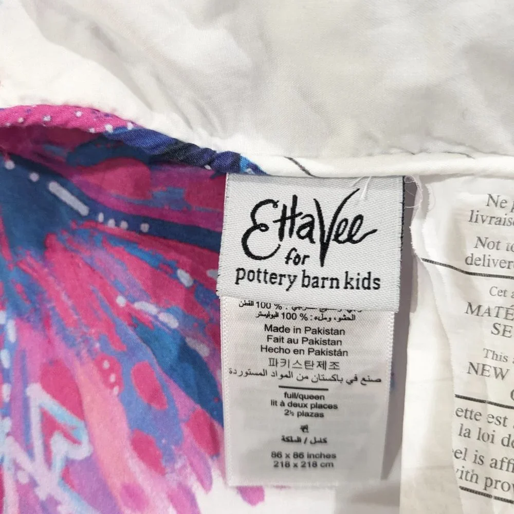 Pottery Barn Kids Etta Vee Butterfly Full Queen Comforter watercolor colorful‎